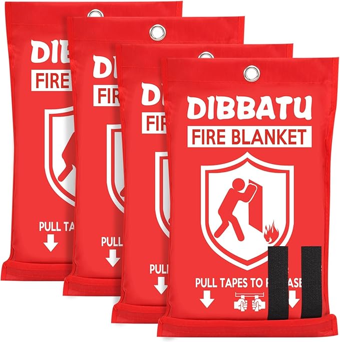 DIBBATU Fire Blanket for Home and Kitchen, Fire Blankets Emergency for Home, Emergency Fire Blankets Retardant for House, Fireproof Blanket, Survival FireBlanket for Kitchen,Fireplace, Grill, BBQ