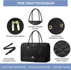 Travel Weekender Bags for Women - Duffle Bag Women with Shoe Compartment Carry On Overnight Bag with Toiletry Bag Duffel Bags with Wet Pocket for Gym Hospital Bags Black for College