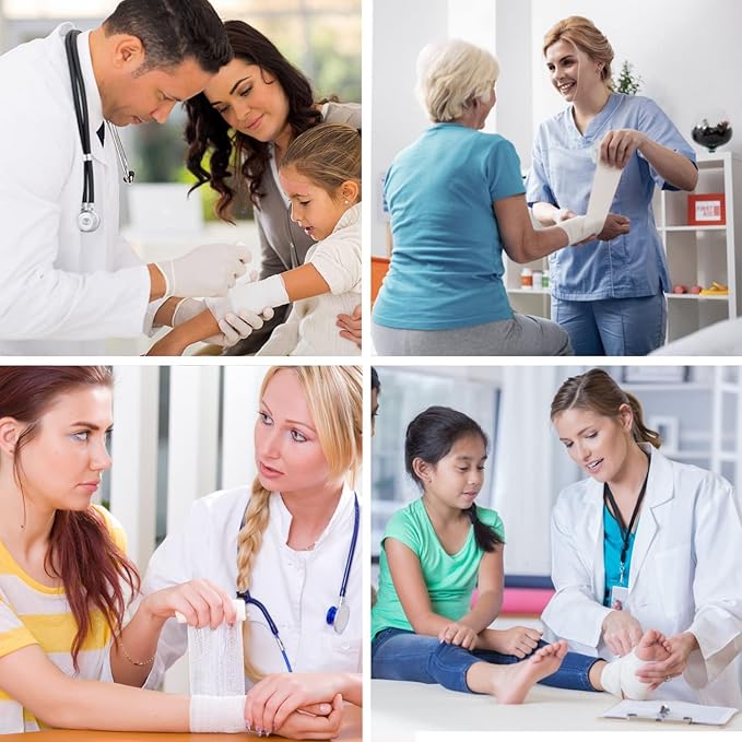 D&H Medical Pack of 48 Gauze Bandage Roll 4 Inches x 4 Yards - Medical Gauze Wrap for Wounds Care - Easy to Use Cotton Gauze Rolls for Hand Wrap Dressing Ankles & Knees