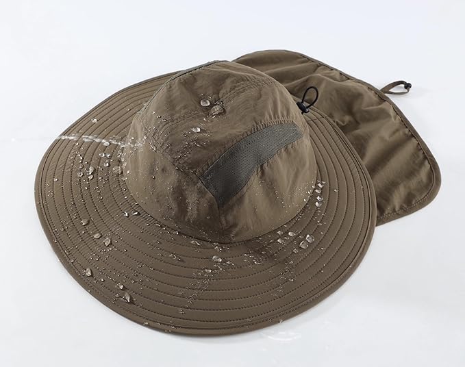 Home Prefer UPF 50+ Mens Wide Brim Fishing Hat with Neck Flap Sun Hat for Men Women Sun Protection Cap