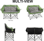 Northroad Folding Loveseat Camping Chair Portable Double Duo Full Padded Garden Chair for 2 Person Sofa w/ 2 Cup Holder,Wine Glass Holder,Mesh Storage,Support 600lbs for Picnic Beach Travel (Green)