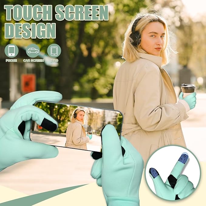 Pixel Panda Winter Gloves for Men Women Warm Touchscreen Gloves for Cold Weather Thin Water-Resistant Windproof Non-Slip Gloves for Cycling, Driving, Running, Hiking