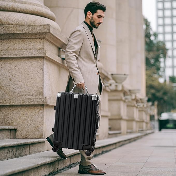 Krute Large Luggage 28 inch Zipperles Suitcase With Spinner Wheels USB Charger Hardside PC Aluminum Frame Luggages Checked Suitcases with TSA Lock (1 Piece)