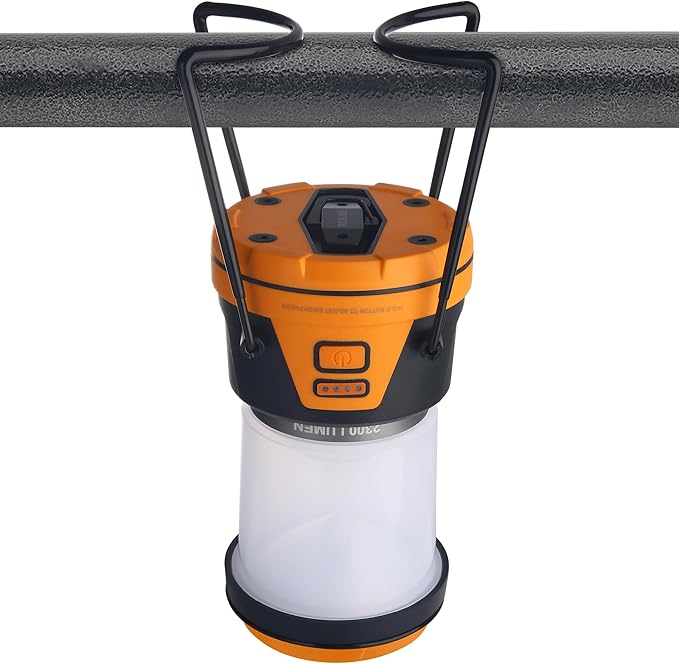 Rechargeable LED Camping Lantern - Power Outages, Hurricanes, Emergency, Hiking, Outdoor - Bright Battery Powered Electric Survival Light with Built-in Power Bank- Portable and Waterproof Camp Lantern