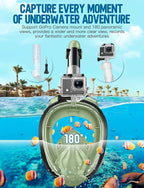 Zenoplige Full Face Snorkel Mask Adults,Dry-Top Snorkeling Gear with Camera Mount,Foldable 180-Degree Panoramic Scuba Mask for Snorkeling Diving Swimming Travel,Snorkel Mask Anti-Fog & Anti-Leak