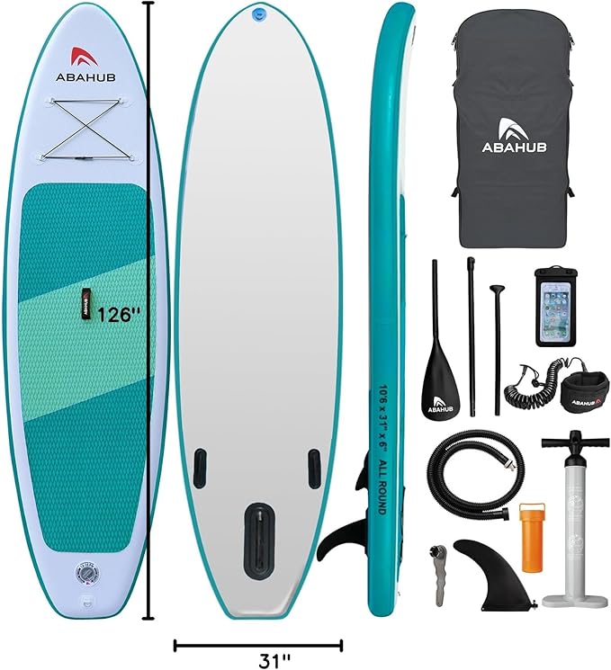 Abahub Inflatable SUP, Wide 10'6" x 31"/34" x 10'6" iSUP, Blue Standup Paddleboard with Adjustable SUP Kayak Paddle, for Yoga, Paddle Board, Kayaking, Surf, Canoe, Fishing