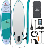 Abahub Inflatable SUP, Wide 10'6" x 31"/34" x 10'6" iSUP, Blue Standup Paddleboard with Adjustable SUP Kayak Paddle, for Yoga, Paddle Board, Kayaking, Surf, Canoe, Fishing