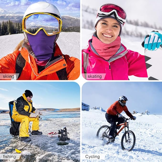 KGC 2 Pack Winter Neck Warmer Gaiter Fleece Windproof Face Mask Cover Cold Weather Scarf for Men & Women