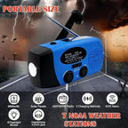 Solar Emergency Hand Crank Weather Radio, Portable Self Powered NOAA AM/FM Radios with SOS Alarm LED Flashlight 5000mAh Power Smart Phone USB Charger for Camping (5000mAh Blue)