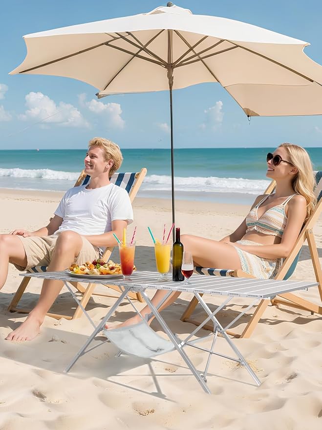 ONEFOREST One-Step Fold Up Camping Table, Portable Folding Camp Table, Lightweight Carry Table for Outdoor Hiking Picnics BBQ Cooking