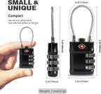 TSA Locks for Luggage, 3 Digit Combination Padlock, Luggage Locks TSA Approved 2 Pack, Combo Cable Padlocks with Code, for Gym Locker, Suitcase, Gun Case, Backpack Zipper (Black+Black)