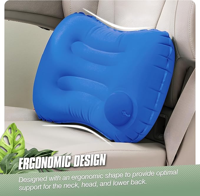 2-Pack Inflatable Camping Pillow, Portable Travel Pillow for Sleeping, Lightweight Compact Inflatable Pillows for Beach, Hiking, Backpacking, Airplane Travel, Press-to-Inflate Design (Blue)
