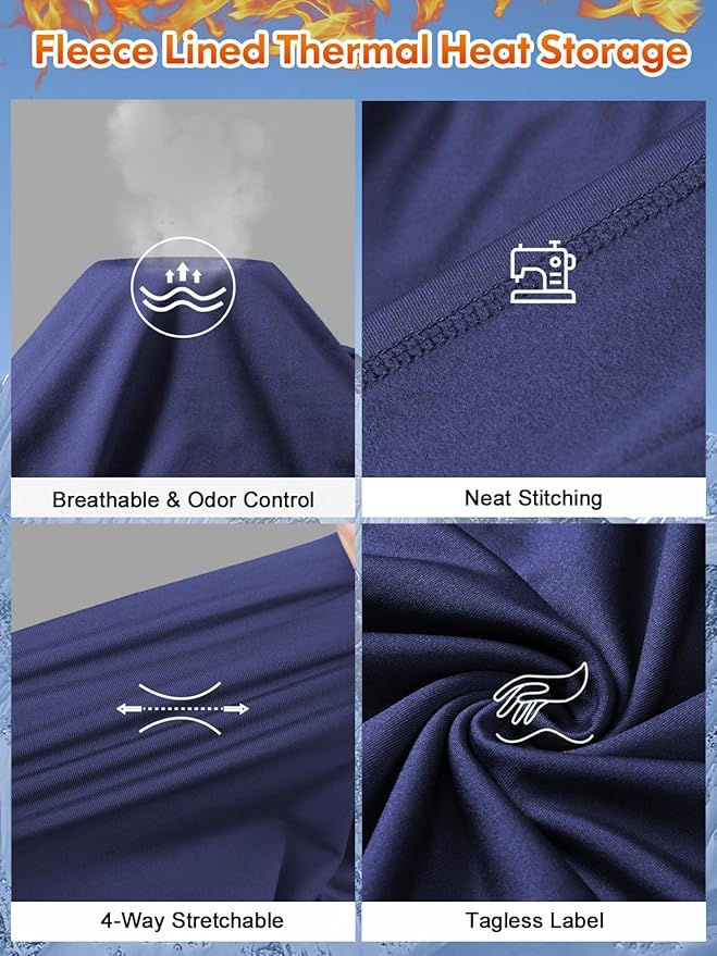 romision Thermal Underwear for Men Long Johns Fleece Lined Hunting Gear Bottom Top Set Base Layer for Cold Weather Gift