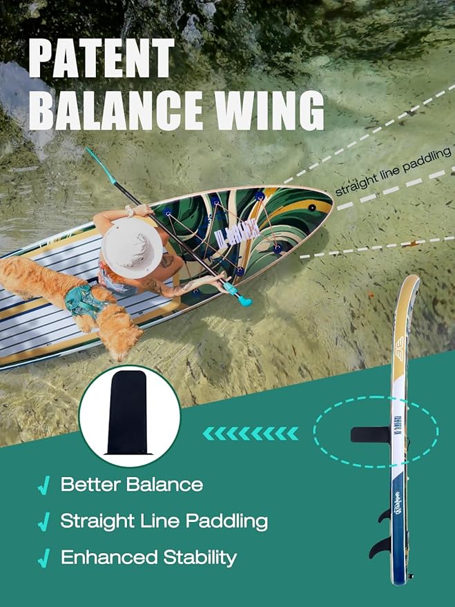 Niphean (Extra Large) Inflatable Paddle Board, SUP for 2+1 People/Family, Stand Up Paddle Board with (Beginner Friendly) StabilTrac Fin, Waterproof Phone Pouch, Paddle Boards for Adults, Gift Ideas