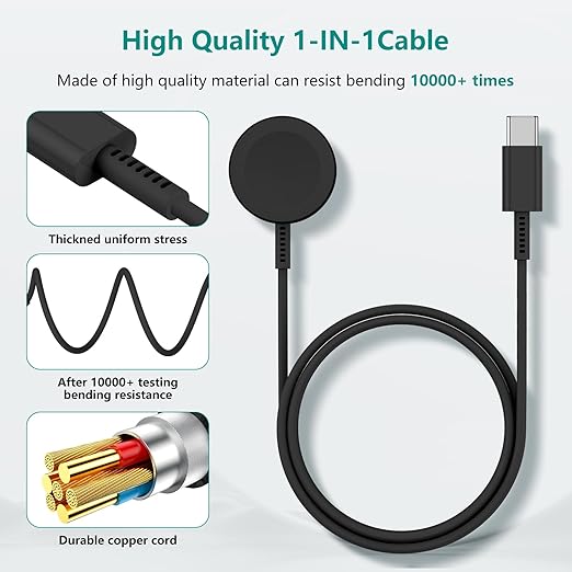 Upgraded Apple Watch Charger, Magnetic Fast Charger, USB C Charger Block Plug Adapter with 6FT iWatch Portable Wireless Fast Charging Cable Cord for iWatch Series Ultra/9/8/7/6/SE/SE2/5/4/3 Black