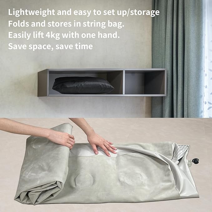 Twin Air Mattress with Fast Inflating Pump, Blow up Mattress of Wave Flocked Top, Durable Air Bed for Home, Camping & Guests 8in Bed Height – 500lb Weight Capacity