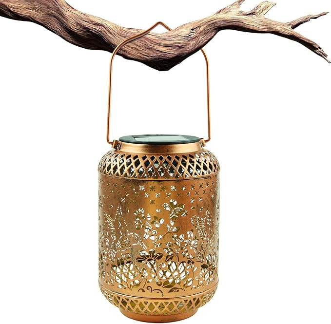 Hummingbird Solar Lanterns Outdoor Waterproof Garden Decor Birthday Gifts for Women Mom Grandma Metal Hanging Solar Lights for Yard Patio Backyard Lawn Porch Decorations,1Pcs