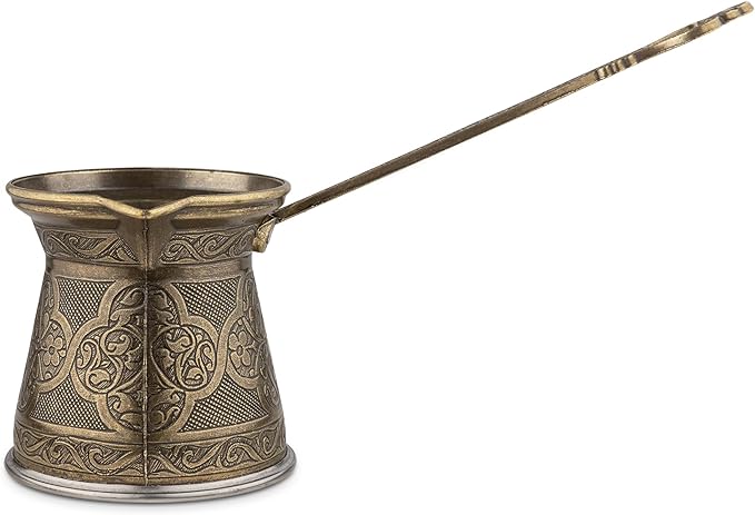 Alisveristime Authentic Turkish Coffee Pot, Handmade Cezve/Ibrik, 3.14-Inch Width, 3.14-Inch Height - 13.52 Ounce Enhance Your Coffee Experience Now! (4 Cup) (Antique Green)