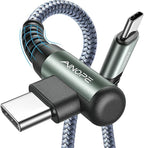 AINOPE USB C to USB C Cable 60W, 16.4ft USB Type C Cable Right Angle, Compatible with Samsung Galaxy S21 S20, Note 20 Ultra 10 9 8, MacBook Air/Pro 13'', iPad mini 6/Pro/Air 2020 (16.4FT, Grey)