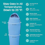 Retrospec Dream 25 Kids Mummy Sleeping Bag for Camping - Insulated, Water-Resistant, Lightweight