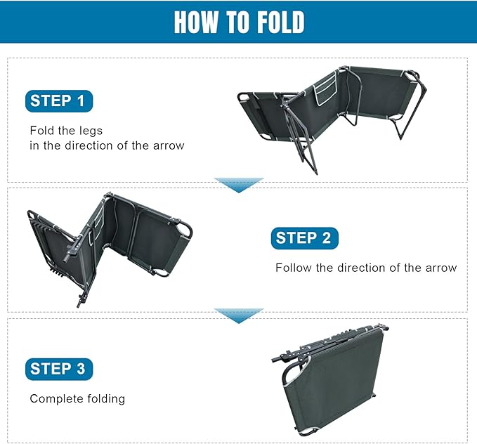 BIG RED Camping Sleeping Cot, 5-Position Folding Cot/Lounge Chair with Mattress, Folding Sleep Camp Cots for Adults, Heavy Duty Lounge Chairs for Outside, Beach, Lawn