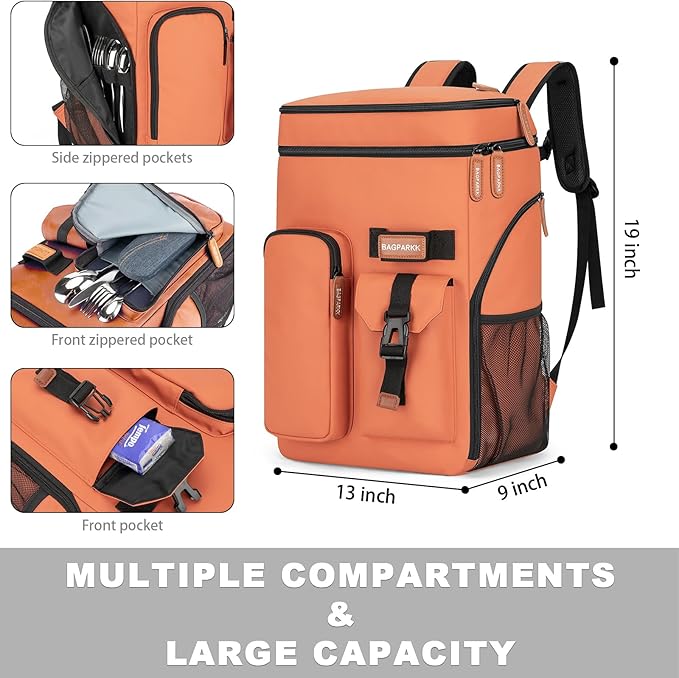 Insulated Cooler Backpack,33/45 Cans Multifunctional Double Deck Leakproof Cooler Bag with Sternum Strap,Large Capacity Lightweight Travel Camping Beach Backpack