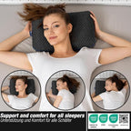 Travel & Camping Comfortable Memory Foam Pillow – Easy to Carry Portable Bag – Temperature Regulating Pillow Case - Perfect for Travelling (Grey)