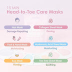 Naisture 15 Min Pamper Me Kit Duo Pack Korean Spa Skincare Gift Sets for Women-Head to Toe with Hair, Face, Eye, Hand, & Foot Masks (14 pcs)