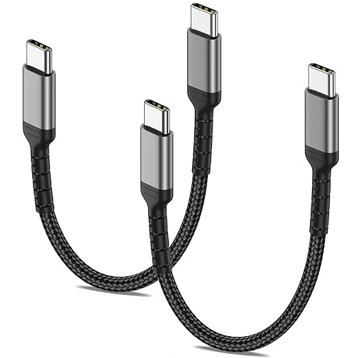 6 Inch USB C Charger Cord, 2 Pack Short USB C to C Cable Braided Fast Charging USBC Cable Compatible with iPhone 15 Samsung Galaxy S23 Ultra Google Pixel