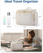 BAGSMART Travel Toiletry Bag, Large Wide-open Travel Bag for Toiletries, Makeup Cosmetic Travel Bag with Handle-Camel