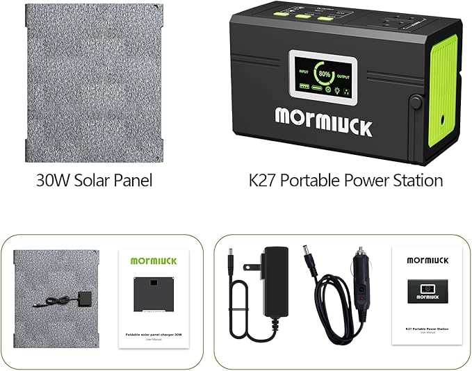 Solar Generator, 127W(Peak 150W) 88.8Wh Portable Power Station with 30W Solar Panel, 110V Lithium Battery Pack with Ac Outlet, Soalr Powered Generator for Home,Camping