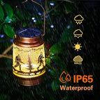 2 Pack Bigfoot Outdoor Solar Hanging Lanterns Waterproof LED Solar Lights Metal Decorative Lanterns for Garden, Patio, Courtyard, Backyard, Yard Decor Unique Bigfoot Gifts for Women Gardening