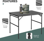 VILLEY Grill Table, 3ft Folding Camping Table with Aluminum Adjustable Legs, Portable Lightweight Camp Table for Beach Picnics and Outdoor Cooking