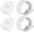 Phone 17 16 Pro Max Charger Fast Charging, 45W USB C Phone 17 16 Super Fast Charger Block with 10ft Long Type C Charging Cable Cord for i.Phone 17 Pro Max/17 Pro/17 Air/17/16/16Pro-Braided