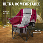Oversized Camping Chairs Extra Wide 400lbs Capacity, Heavy Duty Folding Outdoor Chair with 2 Cup Holder & Storage Pocket, Padded and Portable Lawn Chair for Adults, Camp, Fishing, Tailgating, Picnic