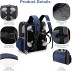 Extra Large Cat Backpack Carrier Expandable Pet Carrier Backpack for Small Dogs Medium Cats Fit Up to 18 Lbs, Dog Backpack Carrier, Foldable Puppy Backpack Carrier for Travel, Hiking,Blue