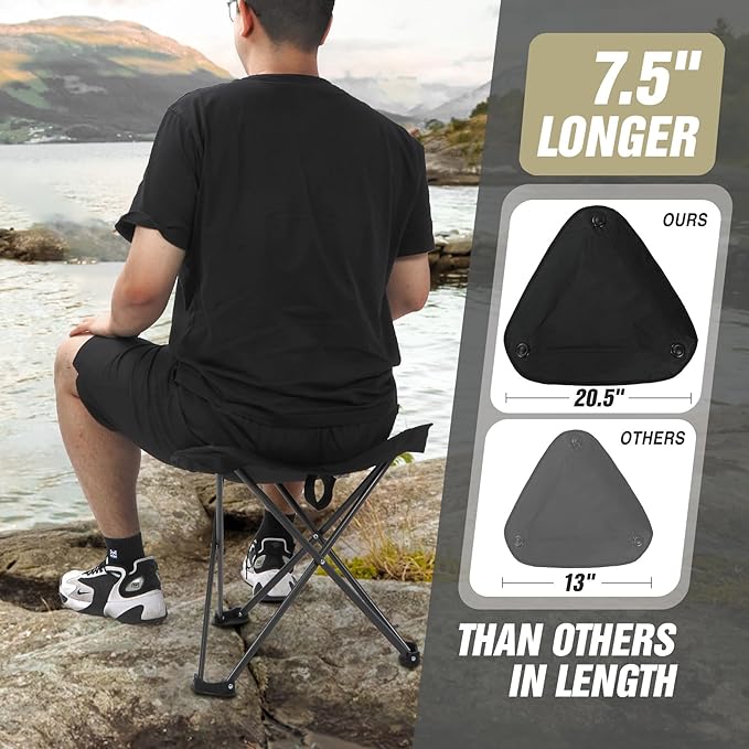 REDCAMP 2 Pack Extra Wide Camping stools, Oversized Surface Tripod Stools for Adulit for Fishing Hunting Backpacking Camping,Black