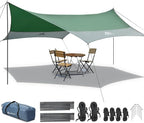 Forceatt 12x14FT Waterproof Camping Tarp with 2 Poles, Sun Shelter for Car, Tent, Hammock in Camping, Hiking, Backpacking, Garden and Traveling