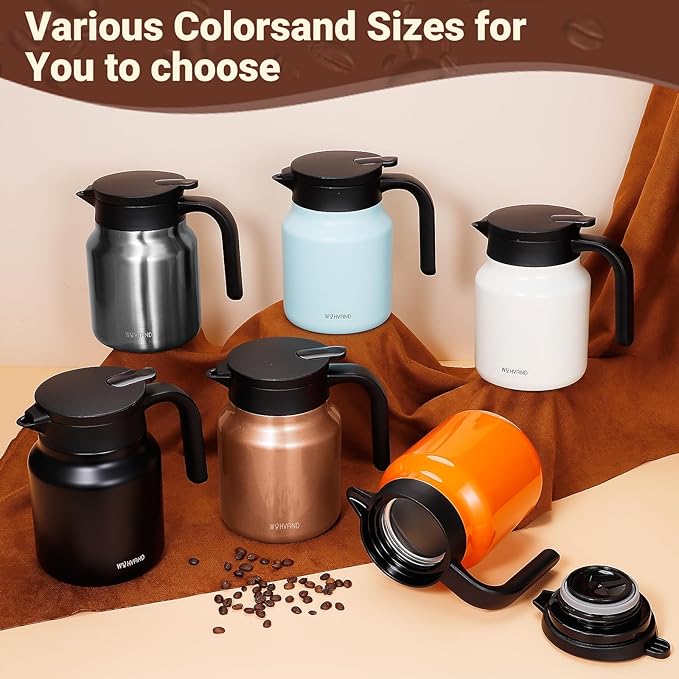 34Oz Thermal Coffee Carafes For Keeping Hot/Cold, Stainless Steel Coffee Carafe, Dustproof Insulated Water Carafe for Party/Home,Copper