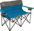 Quilted Standard Loveseat Camping Chair for 2 with Padded Seat and Back for Camping/Hiking/Backpacking Made by Caddis Sports (Standard Loveseat (Blue))
