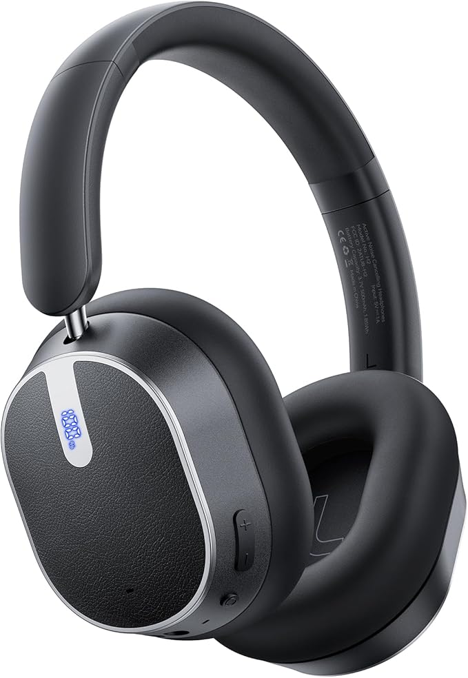 bmani Hybrid Active Noise Cancelling Headphones,120H Playtime Wireless Headphones Bluetooth 6.0 with Power Display, 6-Mic ENC Calls, 360° Spatial Audio Over Ear Headphones Headset for Travel Game