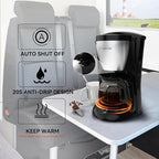Portable Coffee Maker for Travel Camping Car, Ground Coffee Machine Single Serve with 5 Cup Glass Carafe for Traveling, RV, Office, Home and Dorm, 12V, Sliver Black