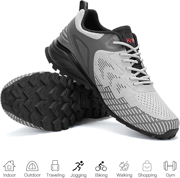 Kricely Men's Trail Running Shoes Non Slip Hiking Shoes Tennis Shoes Fashion Sneakers Workout Footwear