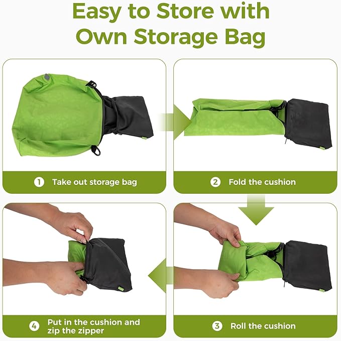 ATEPA 4-in-1 Travel Cushion, Ultralight Portable Inflatable Pillow Seat Cushion Neck & Back Support Travel Bag with Zippered Protection & Convertible Strap for Airplane Camping Backpacking