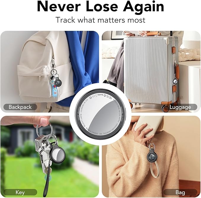 2026 New [Apple MFi Certified] Air Tracker Tags-4 Pack (iOS Only), Tukio Bluetooth Tracker for Apple Find My, Replaceable Battery, Key Finder and Item Locator Smart Tag for Keys, Bag, Luggage and More