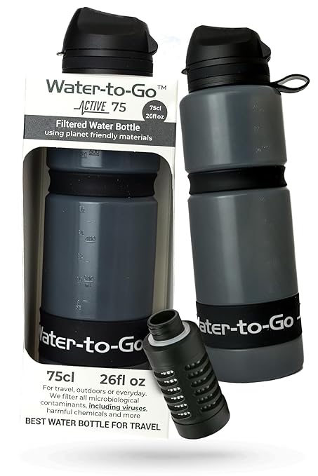 Water-to-Go Water Filter Bottle for Hiking - 25oz/75cl Outdoor Water Purifier for Outdoor Survival & Emergency Use