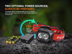 Fenix HL18R-T V2.0 800 Lumen Trail Running Headlamp, USB-C Rechargeable, White and Warm White Lights, Red Lights, Compatible with 3X AAA Batteries, (Black)