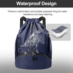 Hoedia Sports Drawstring Backpack - String Swim Gym Bag with Shoes Compartment and Wet Proof Pocket for Women and Men