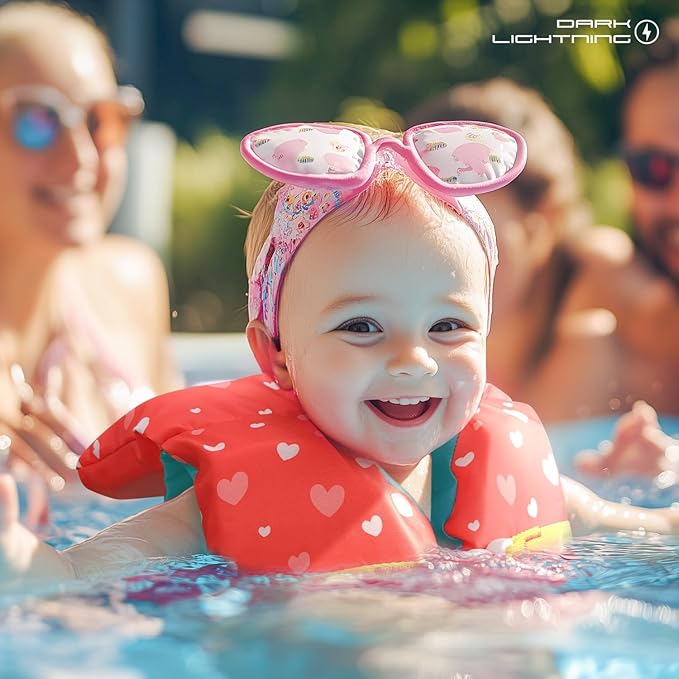 Dark Lightning USCG Approved Infant Life Jacket 0-30 lbs, Swim Vest for Baby/Toddlers 1-3 Year Old 20-30 lbs,Toddler Floaties for Pool Swimming,Boating,Beach,Puddle