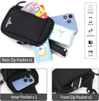 Peicees Small Crossbody Bag for Men Women Mini Sling Bag Travel Running Phone Daypack Cross Body Shoulder Bags, 2 Sizes, Mini Black
